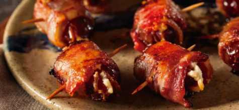 BACON-WRAPPED DATES STUFFED WITH CASHEL BLUE CHEESE